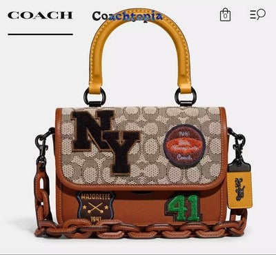 COACH ROGUE TOP HANDLE SIGNATURE TEXTILE BAG 22X16X9CM NEAR MINT