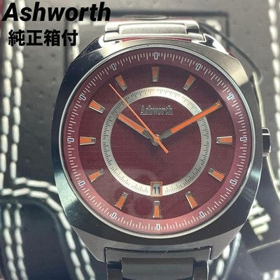 ASHWORTH QZ MEN'S WRISTWATCH ROUND FACE JAPAN MADE MOVEMENT SS BELT NEAR MINT