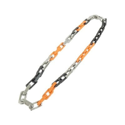 LOUIS VUITTON MONOGRAM CHAIN NECKLACE MP3142 BLACK ORANGE SILVER COLOR 54CM