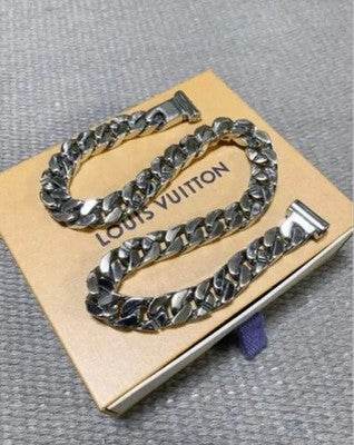 LOUIS VUITTON MONOGRAM CHAIN NECKLACE BRACELET SET M69987 SILVER