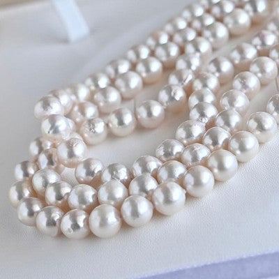 AKOYA PEARL NECKLACE GENUINE 8MM LARGE BEADS 130CM W/BOX FROM JAPAN