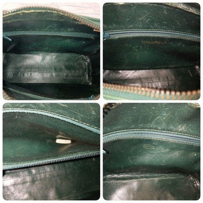 CHANEL MATELASSE LAMBSKIN CHAIN SHOULDER BAG DARK GREEN QUILTED FLAP COCO MARK