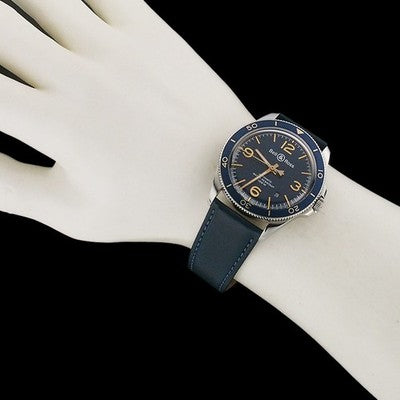 BELL & ROSS BRV2-92 AERONAVALE  BLUE DIAL LEATHER STRAP 41MM AUTOMATIC WATCH