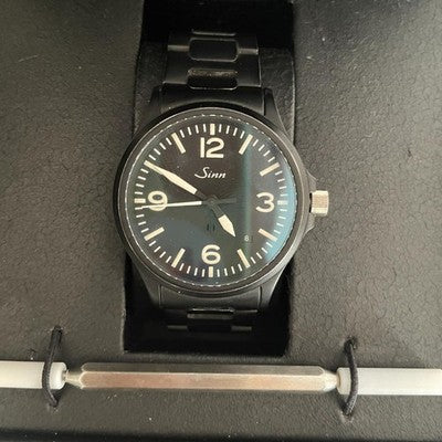 SINN 656S AUTOMATIC BLACK PVD PILOT WATCH MENS BOXED DISCONTINUED MODEL