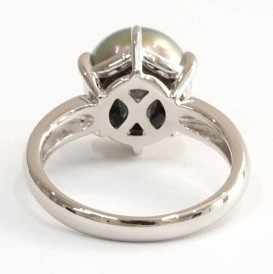 TASAKI PEARL SOUTH SEA BLACK PEARL 9.7MM PT900 RING APPROXIMATELY 10.5 SIZE