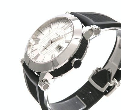 TIFFANY & CO. ATLAS GENT Z1000.70 AUTOMATIC WATCH WHITE DIAL BLACK RUBBER MEN'S