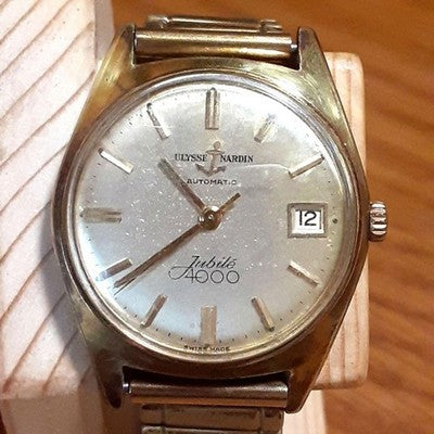 ULYSSE NARDIN JUBILEE 4000 AUTOMATIC GOLD DIAL DATE STRETCH BAND MEN'S WATCH
