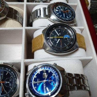 SEIKO 6139-6012 BRUCE LEE BLUE DIAL VINTAGE CHRONOGRAPH MOD WATCH