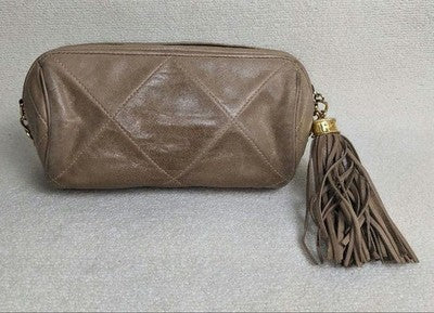 CHANEL COCO LOGO MATELASSE LAMBSKIN CHAIN SHOULDER BAG QUILTED LEATHER AUTHENTIC