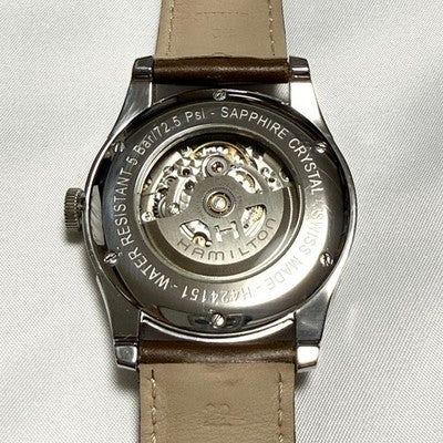HAMILTON AMERICAN CLASSIC SPIRIT OF LIBERTY AUTOMATIC GOLD TONE LEATHER WATCH