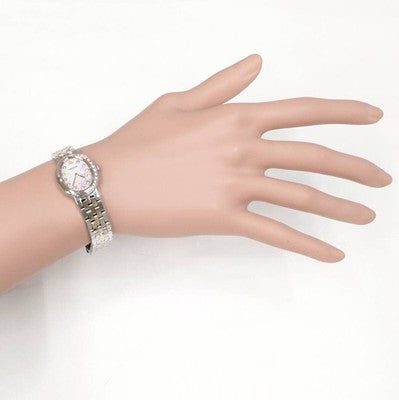 SEIKO GSWE847 CREDOR WOMEN'S QUARTZ WATCH WITH SHELL DIAL AND DIAMONDS, SS/18K