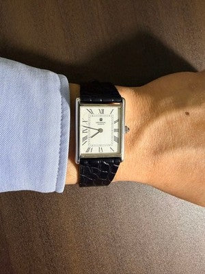 UNIVERSAL GENEVE VINTAGE RECTANGULAR MANUAL WIND MEN'S WATCH - WHITE DIAL