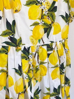 DOLCE & GABBANA DRESS LEMON PATTERN WOMEN'S SIZE 44 COTTON YELLOW