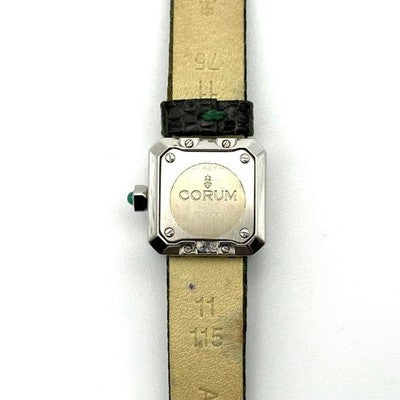 CORUM SUGAR CUBE 137.426.47 DIAMOND BEZEL QUARTZ WOMEN'S WATCH GREEN DIAL