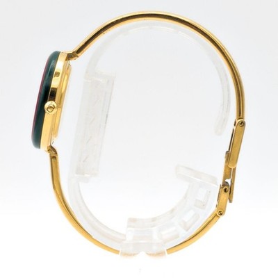 GUCCI 1100L BANGLE WATCH GOLD WHITE DIAL CHANGEABLE BEZEL QUARTZ LADIES RARE