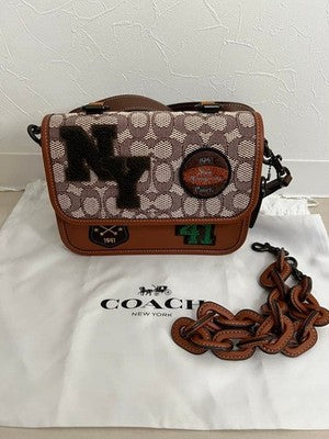 COACH ROGUE TOP HANDLE SIGNATURE TEXTILE BAG 22X16X9CM NEAR MINT