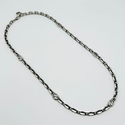 GUCCI INTERLOCKING CHAIN NECKLACE SILVER AG925 UNISEX APPROX. 60CM USED WITH BOX