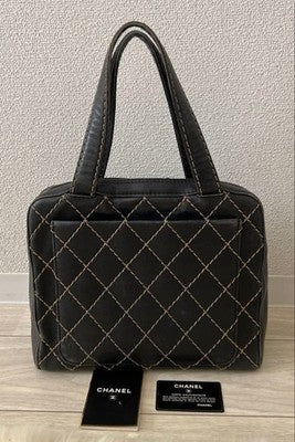 CHANEL MATELASSE WILD STITCH LEATHER HANDBAG BEIGE GOLD HARDWARE G CARD ITALY