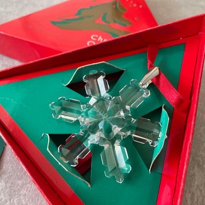 SWAROVSKI 1992 CHRISTMAS SNOWFLAKE CRYSTAL ORNAMENT WITH BOX RARE GOOD LIMITED
