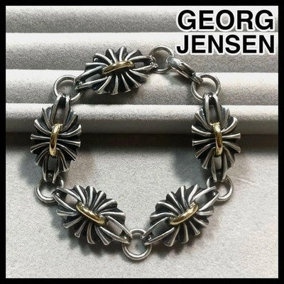 GEORG JENSEN 394 BRACELET AG925 K18 GOLD SILVER COMBI VINTAGE AUTHENTIC RARE