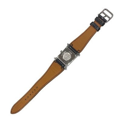 HERMES HH1.231 H WATCH DOUBLE JOULE SM LADIES WRISTWATCH BLACK SS SQUARE FACE