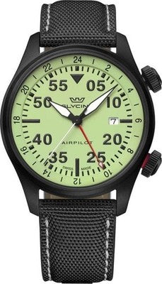 GLYCINE GL0439 AIR PILOT GMT 44MM BLACK MILITARY QUARTZ WATCH UNUSED W/ BOX MINT