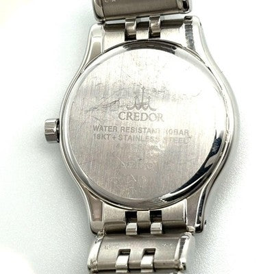 SEIKO CREDOR SIGNO DIAMOND K18PG 750 SHELL DIAL WOMENS QUARTZ WATCH GSAS946