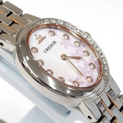 SEIKO GSWE847 CREDOR WOMEN'S QUARTZ WATCH WITH SHELL DIAL AND DIAMONDS, SS/18K