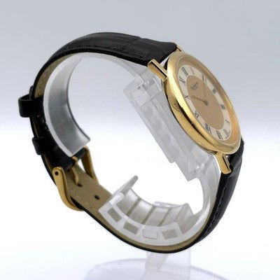 BURBERRY MEN'S QUARTZ GOLD SHELL ROMAN WRISTWATCH ROUND FACE LEATHER BELT
