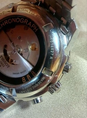 TISSOT PRC200 A014427A CHRONOGRAPH WATCH BLACK SILVER DIAL 200M STEEL MENS SWISS
