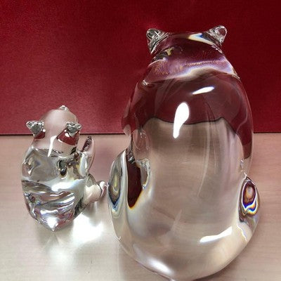 BACCARAT PARENT AND CHILD BEAR FIGURINE CRYSTAL LOET VANDERVEEN SIGNED