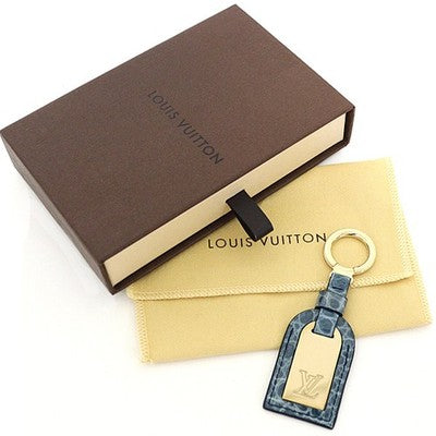 LOUIS VUITTON PORTE CLES LIZARD KEY RING BAG CHARM NAVY METAL PRE OWNED
