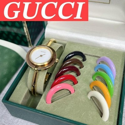 GUCCI CHANGE BEZEL 11/12.2 WOMEN'S QUARTZ WATCH VINTAGE GOLD WHITE DIAL RARE