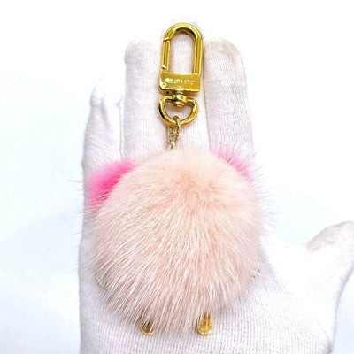 LOUIS VUITTON WILD FUR CAT BAG CHARM BIJOU SAC KEY HOLDER M63093 PINK MONOGRAM