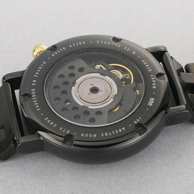 ALAIN SILBERSTEIN ARCHITECT MOON JAPAN AK24J/03 BLACK PVD SS AUTOMATIC WATCH