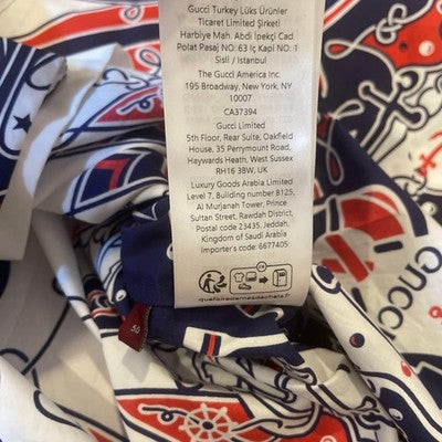 GUCCI DOUBLE G BANDANA PRINT ALOHA STYLE SHIRT 100% COTTON MEN SIZE 50 NEW W/TAG