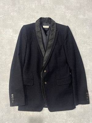 DRIES VAN NOTEN 12AW LAYERED LAPEL TAILORED JACKET WOOL DARK NAVY 46