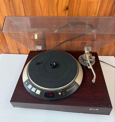 DENON DP-55L DIRECT DRIVE TURNTABLE RECORD PLAYER TESTED FOR PARTS REPAIR