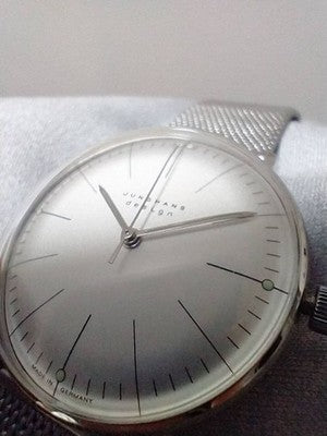 JUNGHANS 027 3700 00 MAX BILL MEN'S WRISTWATCH ROUND FACE GERMAN MADE SS BELT
