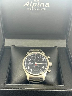 ALPINA STARTIMER PILOT CHRONOGRAPH AL-725B4S6B AUTOMATIC 44MM BLACK DIAL