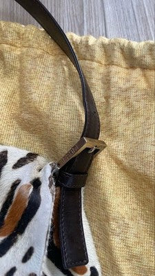 FENDI MAMMA BUCKET SHOULDER BAG, LEOPARD PRINT, CALF HAIR, WOMEN'S FASHION