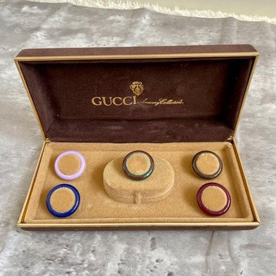 GUCCI CHANGEABLE BEZEL SHERRY LINE 5PCS SET VINTAGE WATCH PARTS WITH BOX