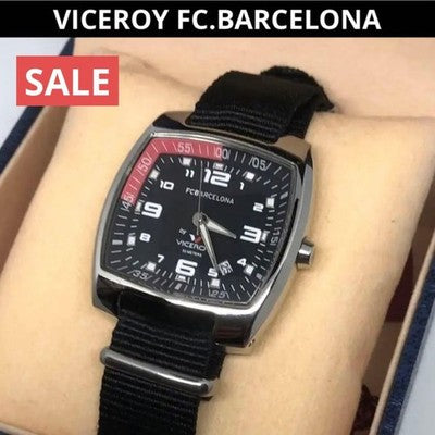 VICEROY FC BARCELONA QUARTZ 43761 BLACK & WHITE EXCELLENT CONDITION SOCCER WATCH