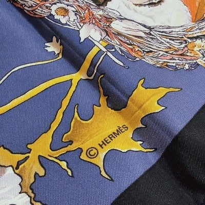 HERMES CARRE 90 SILK SCARF TEXAS WILDLIFE BOTANICAL RARE FRANCE AUTHENTIC SHAWL