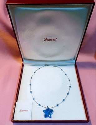 BACCARAT NECKLACE PENDANT STAR COLOR BLUE 16.5 INCH WOMEN ACCESSORIES NEAR MINT