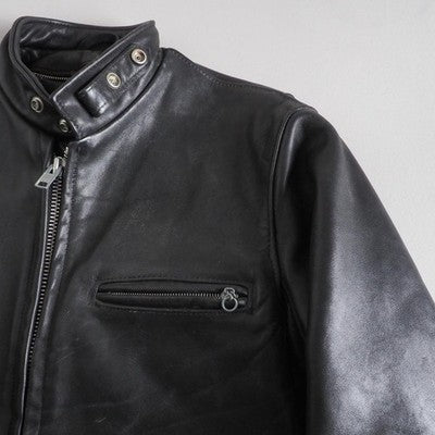 SCHOTT STAND UP COLLAR SINGLE RIDERS 641 LEATHER JACKET BLACK 36 EXCELLENT++++