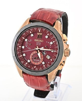 SEIKO ASTRON SBXB080 GPS SOLAR MEN'S WRISTWATCH ROUND FACE JAPAN MADE DIAL: RED