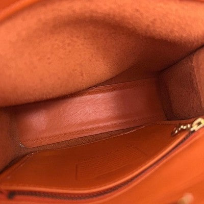 COACH VINTAGE GEOMETRIC TURNLOCK HAND BAG ORANGE LEATHER RARE USA MADE OLD COACH