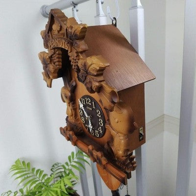 CITIZEN SNOOPY CUCKOO CLOCK WOODEN HAND-CARVED FUNCTIONAL VINTAGE RARE