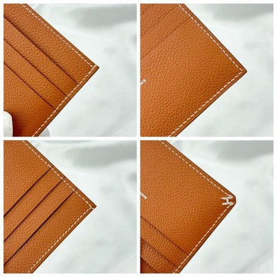 HERMES H SELLIER CARD HOLDER W STAMP 2024 EPSOM LEATHER LIGHT BROWN WITH BOX